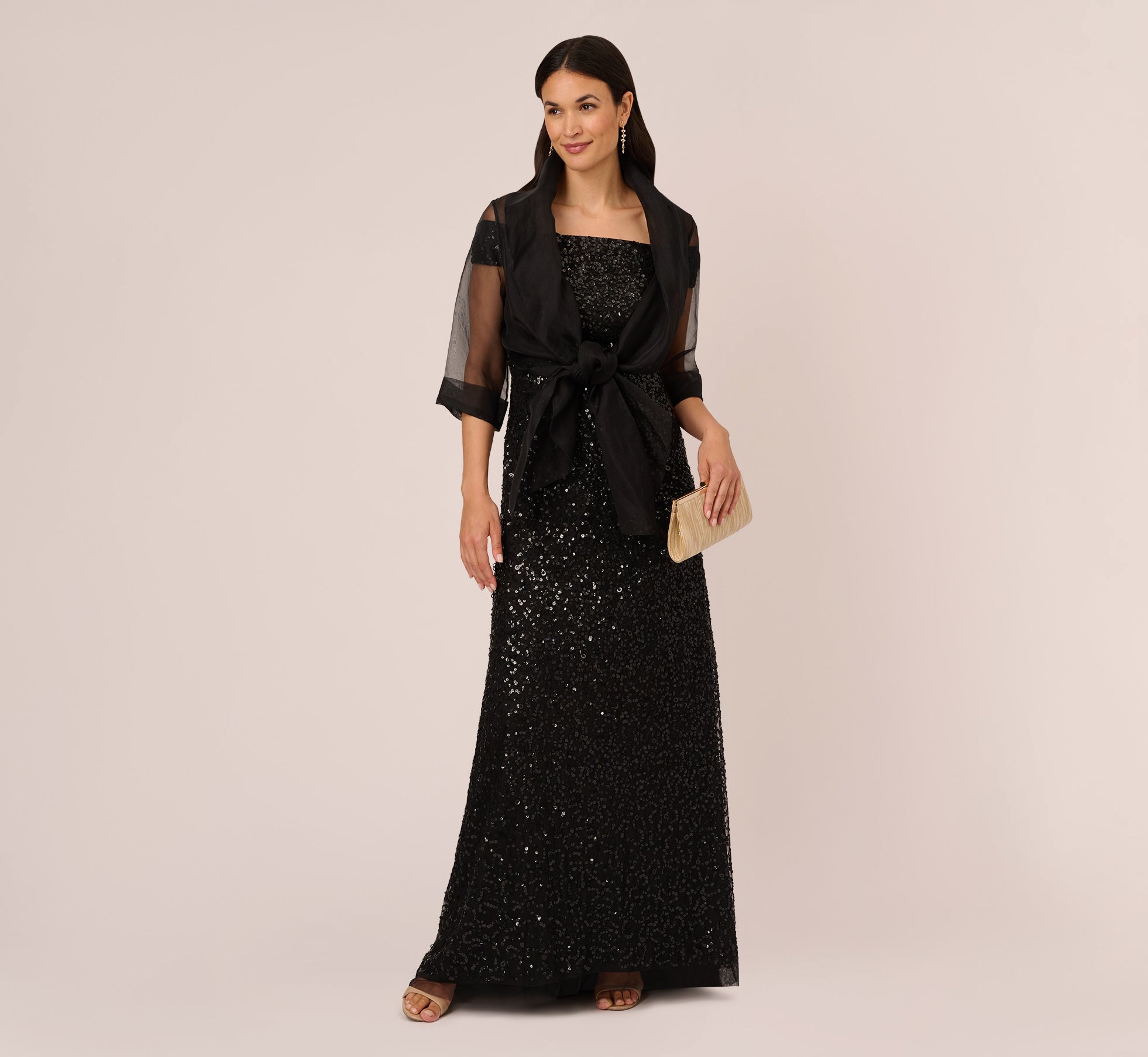 Adrianna Papell Organza Wrap Jacket - Black Adrianna Papell Organza Wrap Jacket - Black