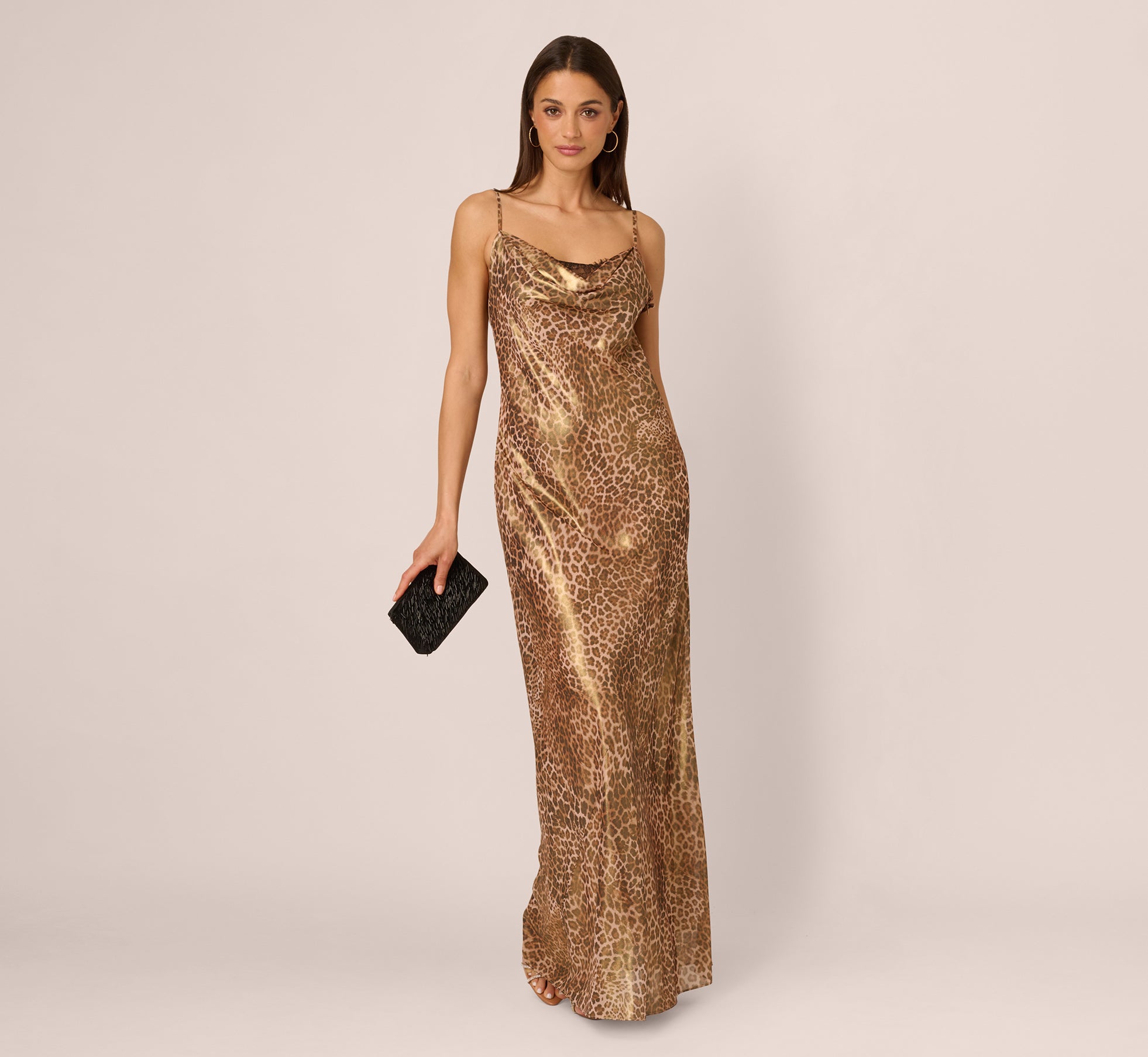 Brown Foiled Animal Print Slip Dress - Adrianna Papell Brown Foiled Animal Print Slip Dress - Adrianna Papell
