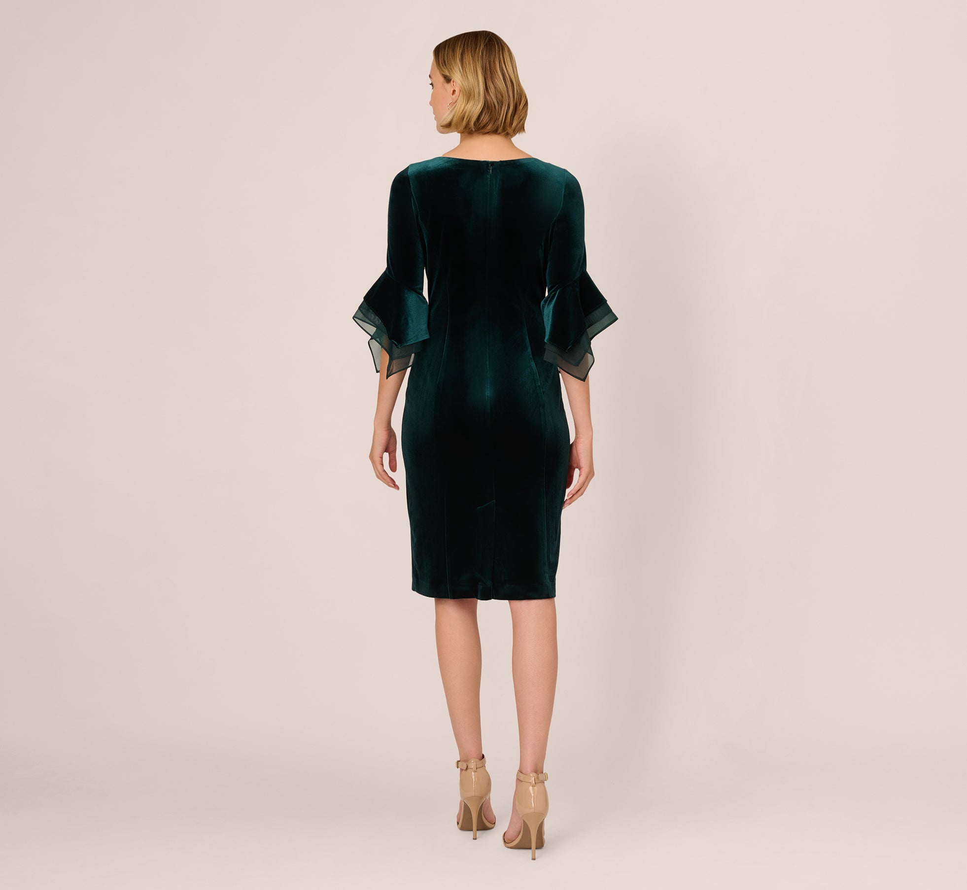 green velvet dress with sleeves Adrianna Papell Women's Bell Sleeve Short Dress, 6 color:Floral Green Multi Turtleneck Dress Turtleneck Gown plus size plazzo pants This isnt your bra