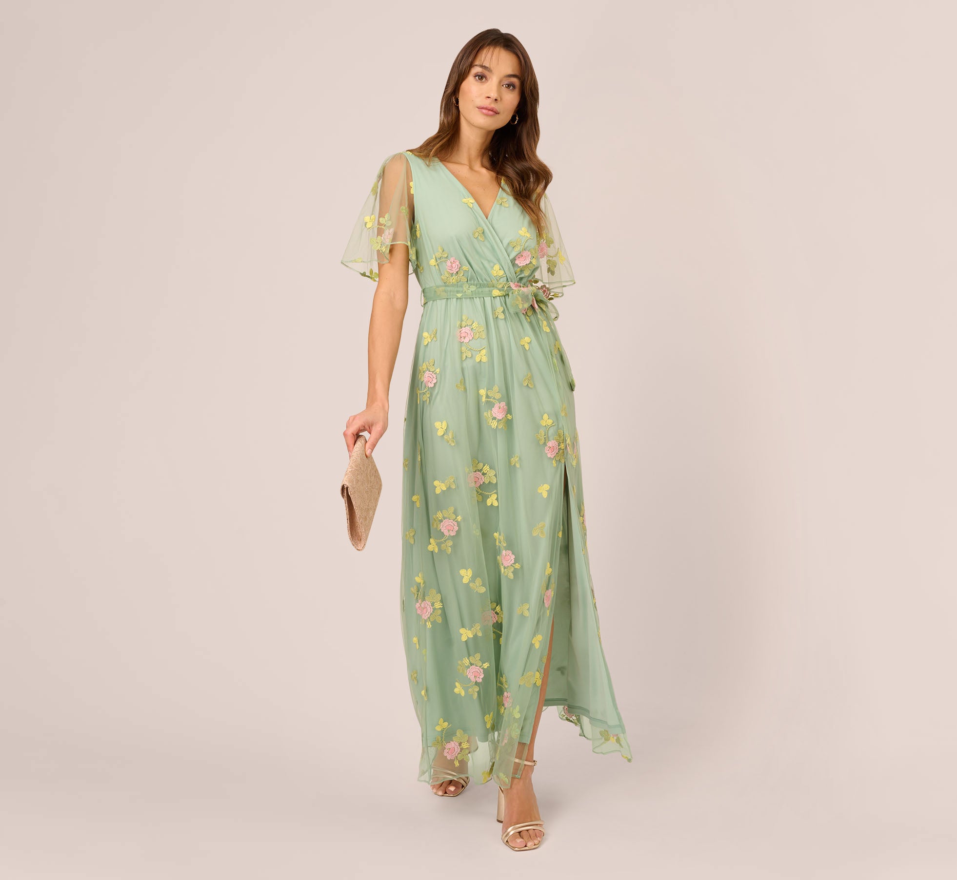 Womens Adrianna Papell Green Embroidered Maxi Dress Xs (US 2) Womens Adrianna Papell Green Embroidered Maxi Dress Xs (US 2)