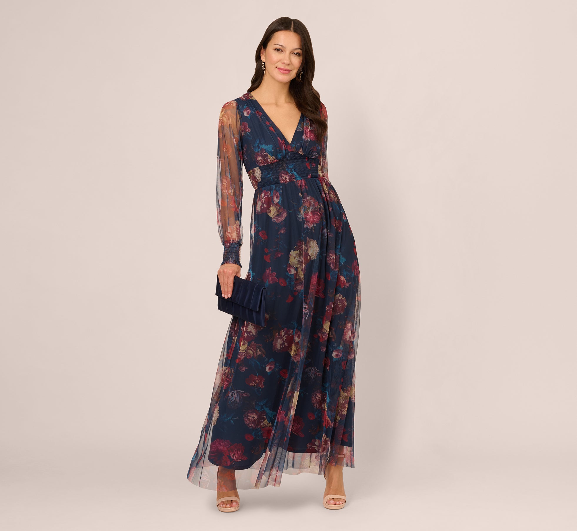 bishop sleeve floral mesh maxi dress in navy multi bishop sleeve floral mesh maxi dress in navy multi Maya Navy Floral Embellished Angel Sleeve Chiffon Maxi Dress Maya Deluxe