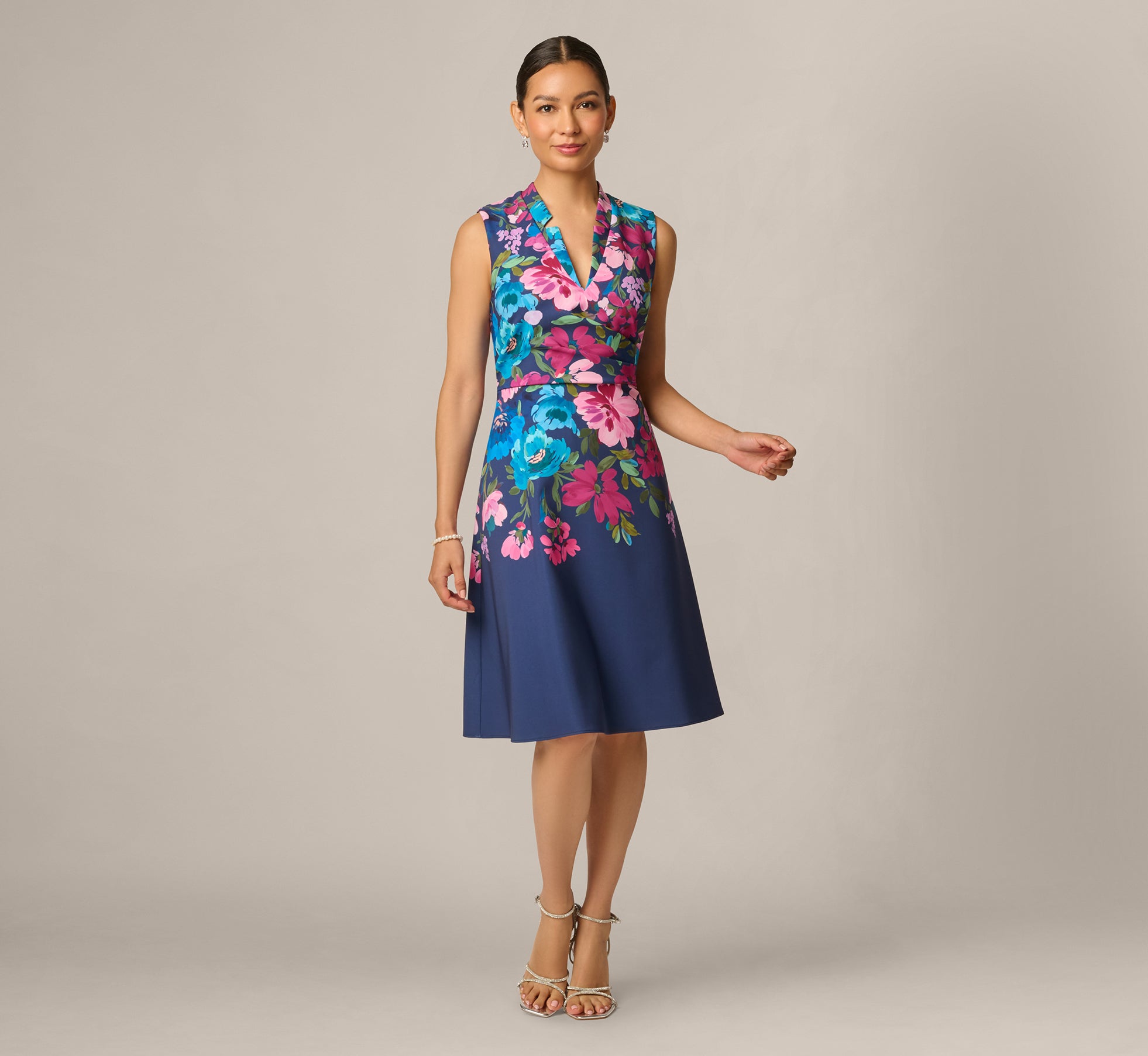 petite floral midi dress Ann Taylor Belted Flare Size 0 White-Blue Women's The high neckline and flutter sleeves create a refined look whilst the tiered ruffle hem adds a playful touch of movement as you walk Multi Petite Floral Print Twill