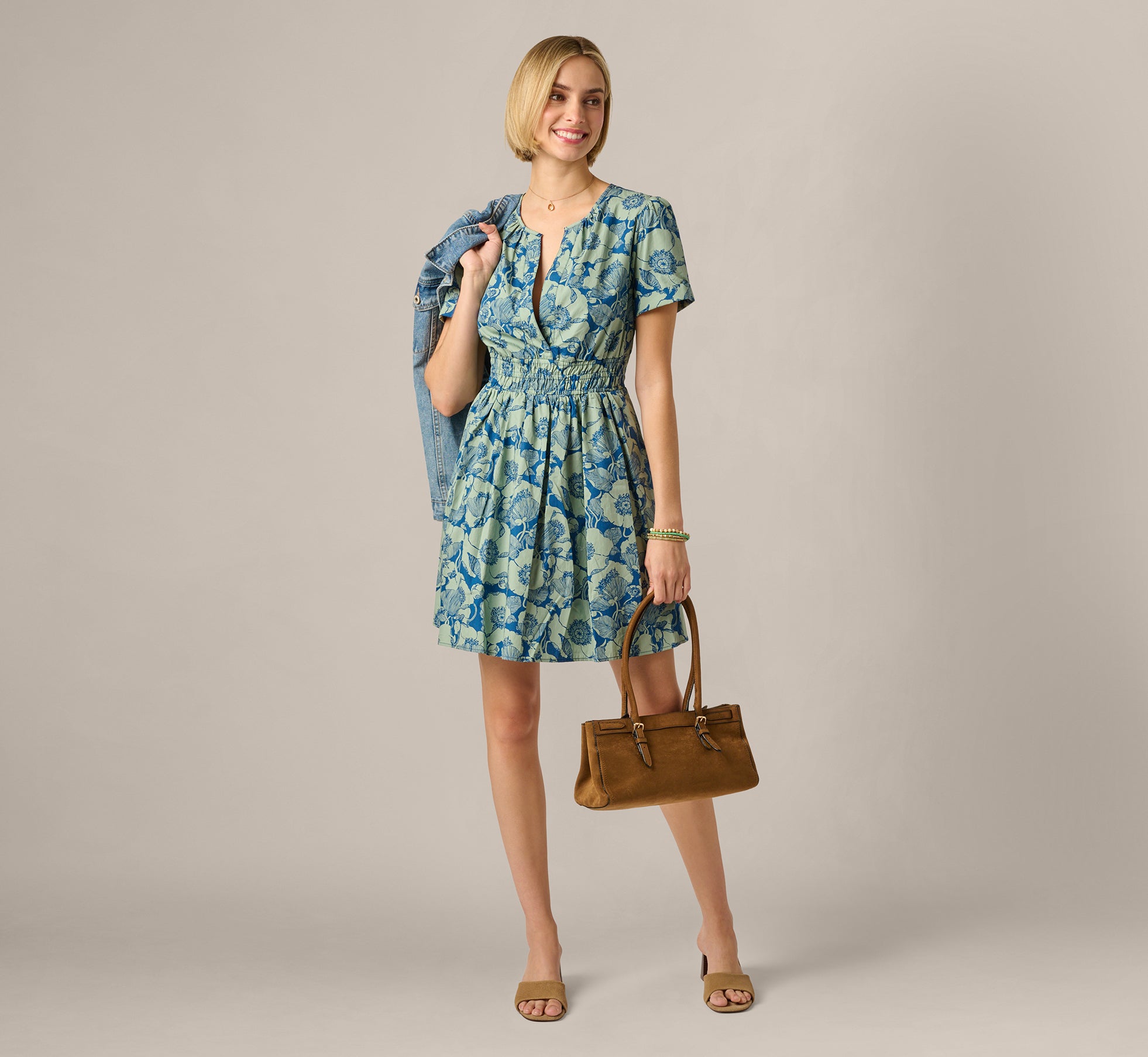 Adrianna Papell Women's Split V-Neck Dress