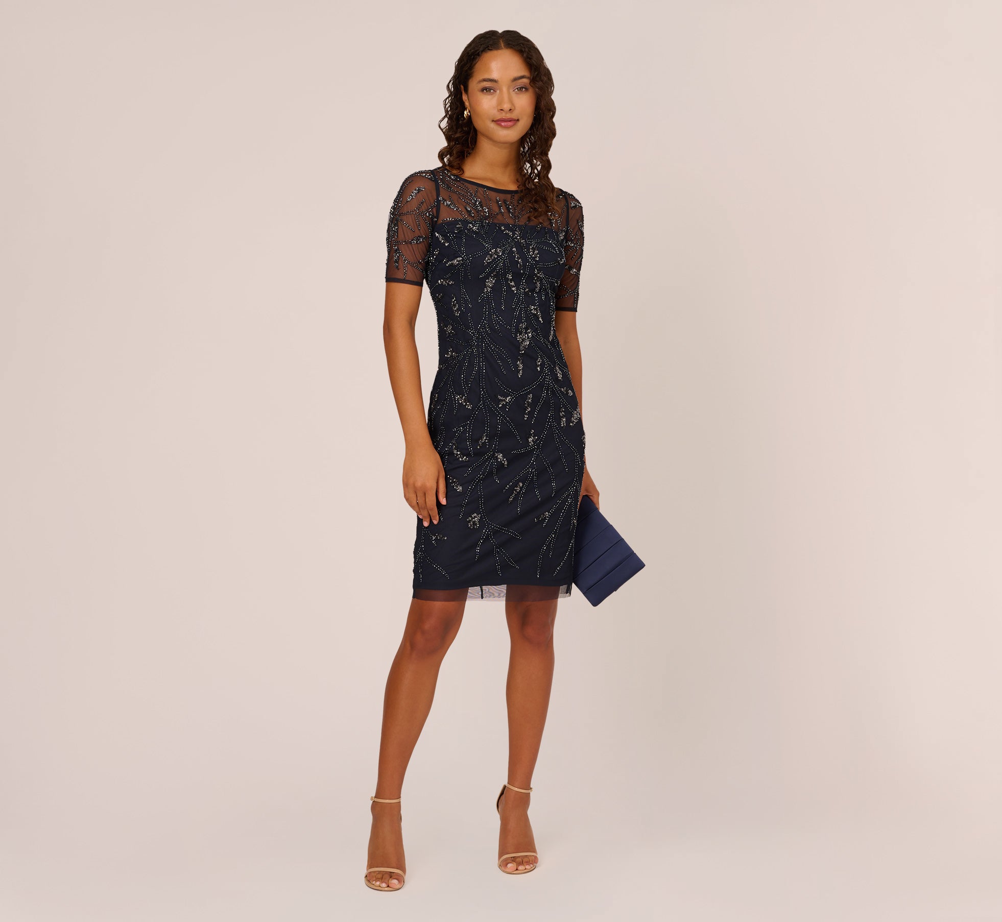 Midnight Hand-Beaded Cocktail Dress - Adrianna Papell Midnight Hand-Beaded Cocktail Dress - Adrianna Papell
