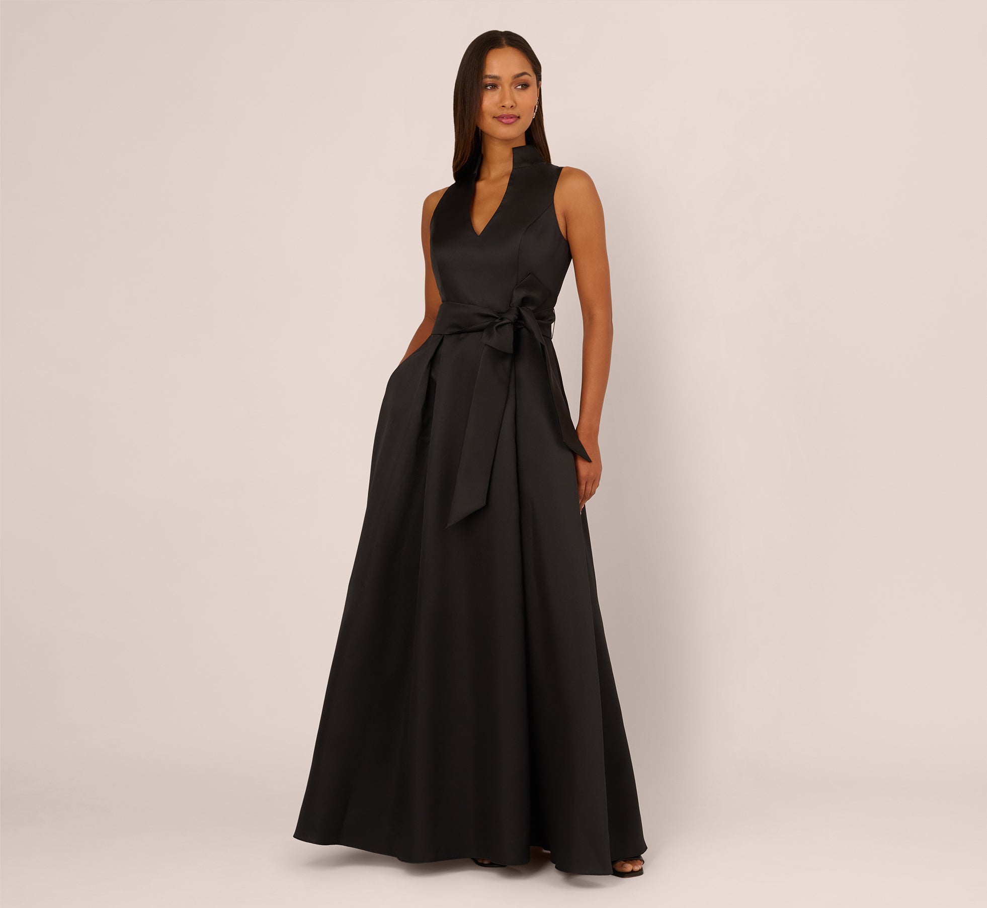 adrianna papell black tie dresses Women's Mikado Front Dress - Flowy A-Line Bridal Gown 5% Elastane. size:4XLarge Color:Emerald Green*