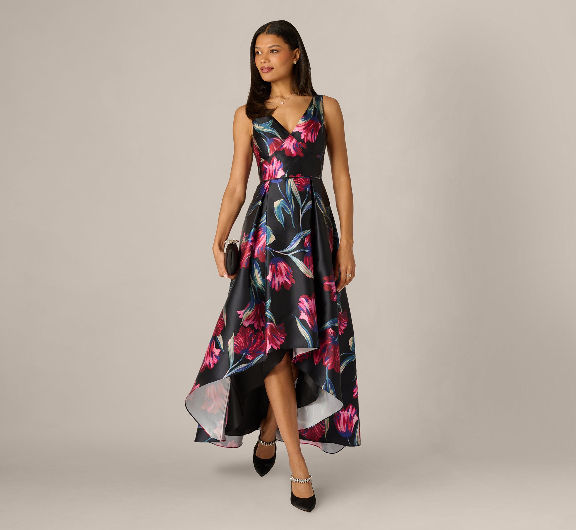 adrianna papell high low mikado dress red Buy Adrianna Papell Red Shirred Mikado Ankle Dress from Next USA