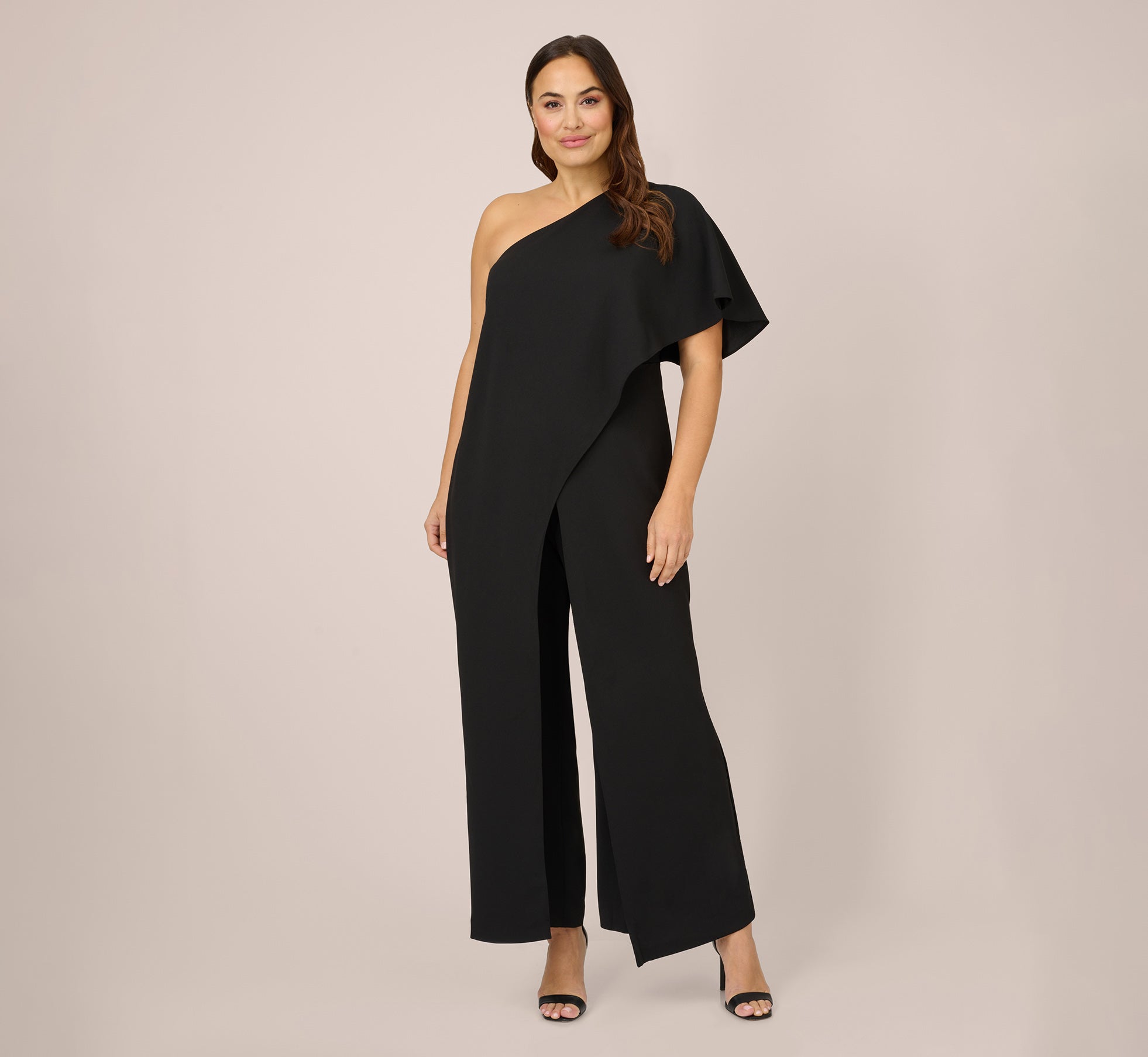 plus size dress jumpsuits Adrianna Papell Flutter One Shoulder Women Jumpsuit