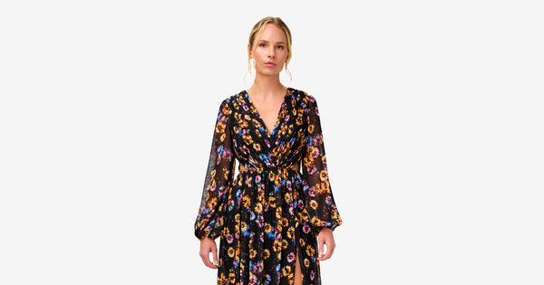 Iris Print Aline Chiffon Dress <span>VO0985<span> main image 0
