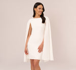 Structured Cape Sheath Dress In Ivory 2