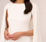 Structured Cape Sheath Dress In Ivory 3