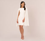Structured Cape Sheath Dress In Ivory 7