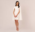 Structured Cape Sheath Dress In Ivory 1