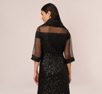 Organza Wrap Jacket With Short Sleeves In Black 5