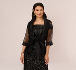 Organza Wrap Jacket With Short Sleeves In Black 2