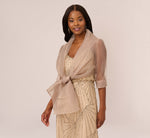 Organza Wrap Jacket With Short Sleeves In Champagne 2