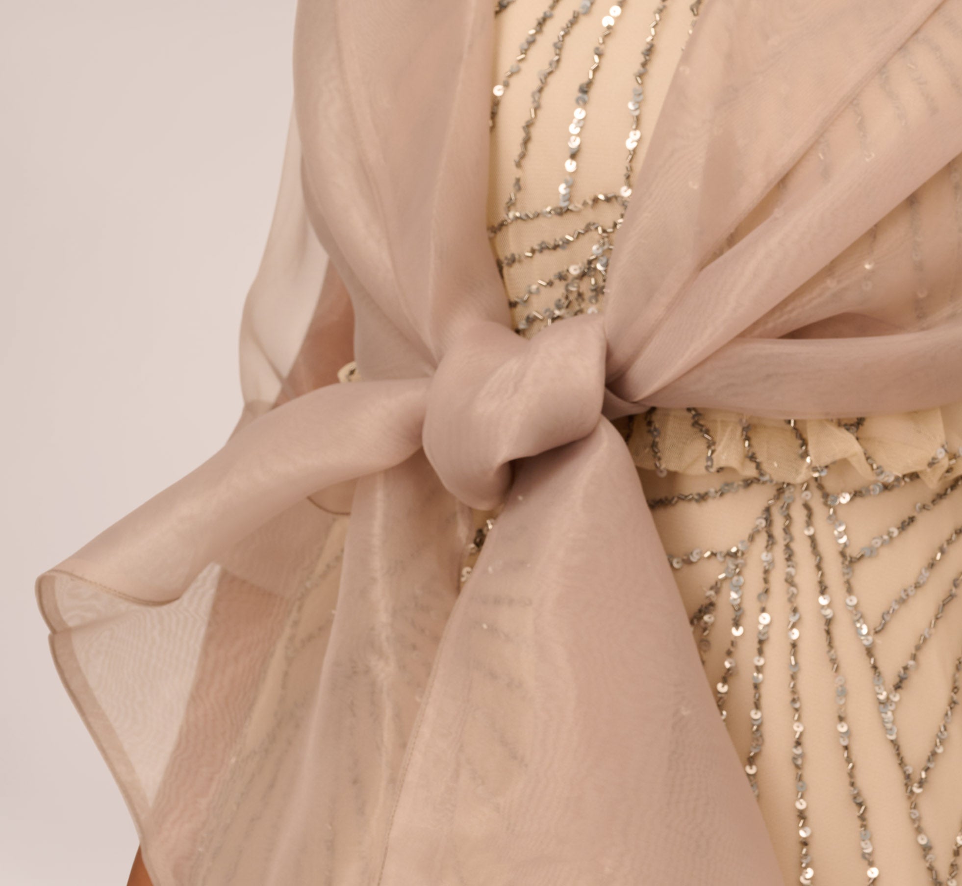 Organza Wrap Jacket With Short Sleeves In Champagne | Adrianna Papell
