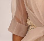 Organza Wrap Jacket With Short Sleeves In Champagne 4