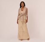 Organza Wrap Jacket With Short Sleeves In Champagne 1