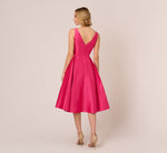 Sleeveless Mikado Fit And Flare Midi Dress With V-Back In Electric Pink 5