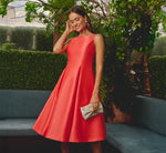 Sleeveless Mikado Fit And Flare Midi Dress With V-Back In Desert Flower 1