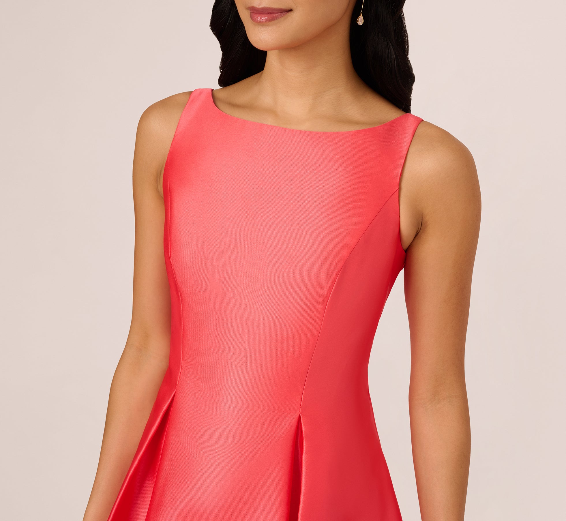 Desert Flowe Sleeveless Mikado Fit And Flare Midi Dress With V-Back