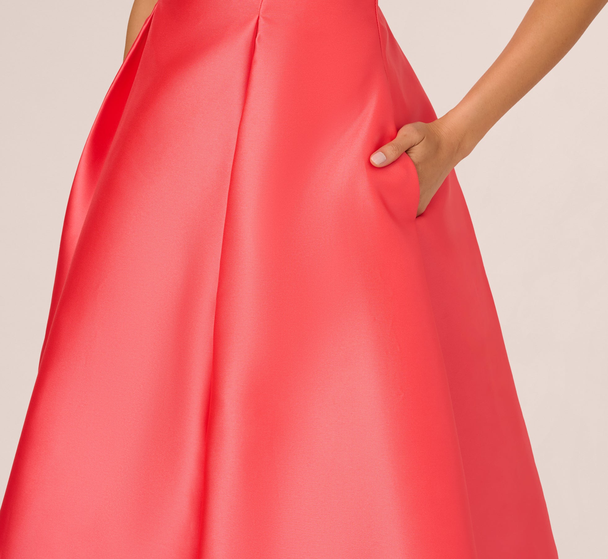 knee length dresses for ladies Desert Flowe Sleeveless Mikado Fit And Flare Midi Dress With V-Back