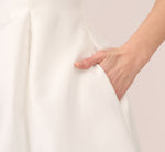 Sleeveless Mikado Fit And Flare Midi Dress With V-Back In Ivory 5