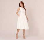 Sleeveless Mikado Fit And Flare Midi Dress With V-Back In Ivory 2