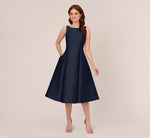 Sleeveless Mikado Fit And Flare Midi Dress With V-Back In Midnight 2