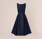 Sleeveless Mikado Fit And Flare Midi Dress With V-Back In Midnight 6