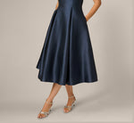 Sleeveless Mikado Fit And Flare Midi Dress With V-Back In Midnight 4