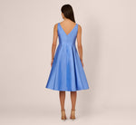 Sleeveless Mikado Fit And Flare Midi Dress With V-Back In Electric Ice 5