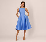 Sleeveless Mikado Fit And Flare Midi Dress With V-Back In Electric Ice 2