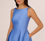 Sleeveless Mikado Fit And Flare Midi Dress With V-Back In Electric Ice 4