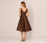 Sleeveless Mikado Fit And Flare Midi Dress With V-Back In Espresso 5