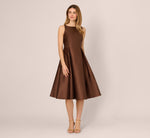 Sleeveless Mikado Fit And Flare Midi Dress With V-Back In Espresso 2