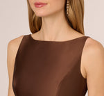 Sleeveless Mikado Fit And Flare Midi Dress With V-Back In Espresso 4