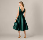 Sleeveless Mikado Fit And Flare Midi Dress With V-Back In Dark Forest 5