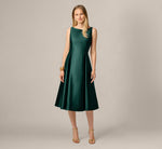 Sleeveless Mikado Fit And Flare Midi Dress With V-Back In Dark Forest 2