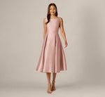 Sleeveless Mikado Fit And Flare Midi Dress With V-Back In Bellini 2