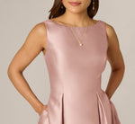 Sleeveless Mikado Fit And Flare Midi Dress With V-Back In Bellini 3