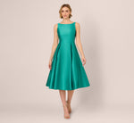 Sleeveless Mikado Fit And Flare Midi Dress With V-Back In Botanic Green 2