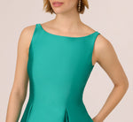 Sleeveless Mikado Fit And Flare Midi Dress With V-Back In Botanic Green 3