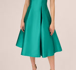Sleeveless Mikado Fit And Flare Midi Dress With V-Back In Botanic Green 4