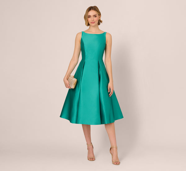 Womens Adrianna Papell Green Sleeveless Tea Length Dress US 10