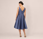 Sleeveless Mikado Fit And Flare Midi Dress With V-Back In Blue Frost 4