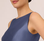 Sleeveless Mikado Fit And Flare Midi Dress With V-Back In Blue Frost 2
