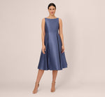 Sleeveless Mikado Fit And Flare Midi Dress With V-Back In Blue Frost 5