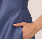 Sleeveless Mikado Fit And Flare Midi Dress With V-Back In Blue Frost 3