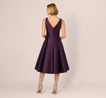 Sleeveless Mikado Fit And Flare Midi Dress With V-Back In Luxe Plum 5